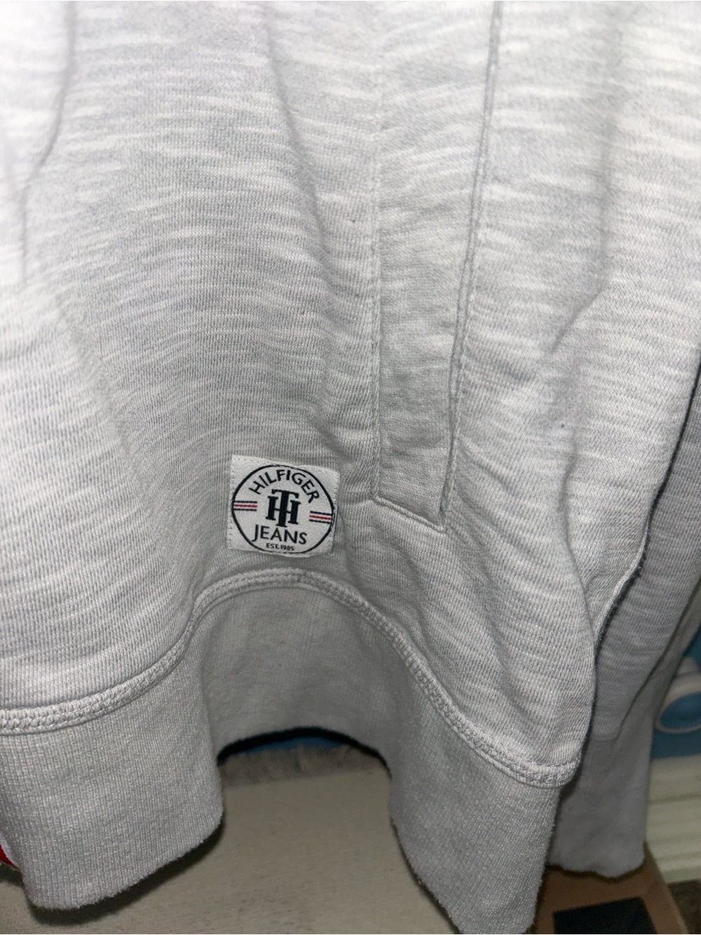 Tommy Hilfiger Light Gray Hoodie with Navy Numbering and Red-White-Blue Trim - Picture 5 of 8